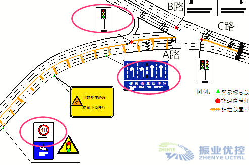 图7 A路下坡处设置限速牌