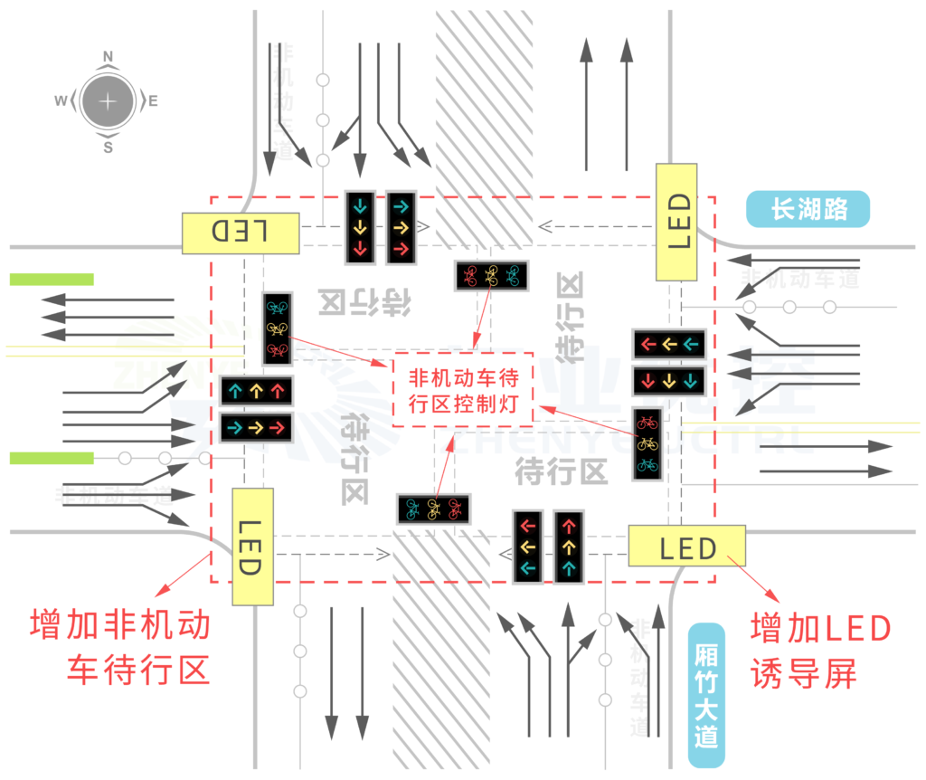 图1 长湖—厢竹路口优化方案设计