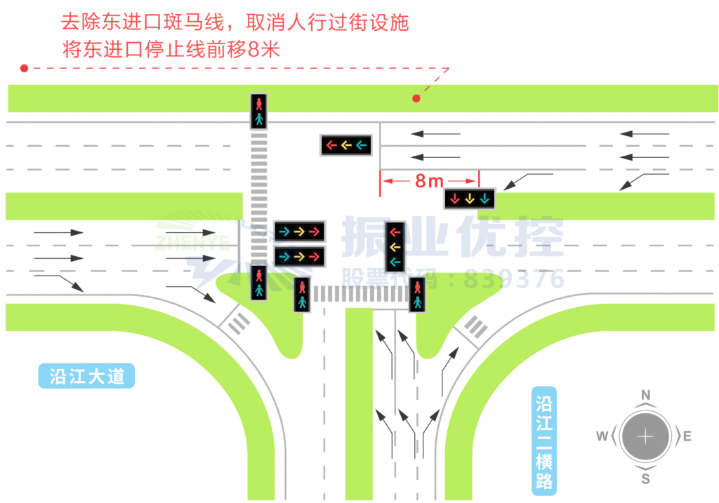 图3 路口第一次改造后的渠化图