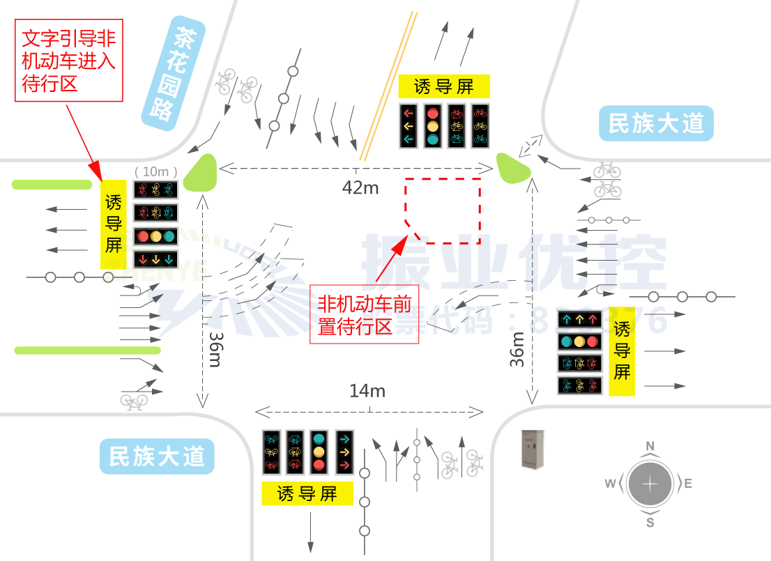 图6 东进口非机动车待行区示意图