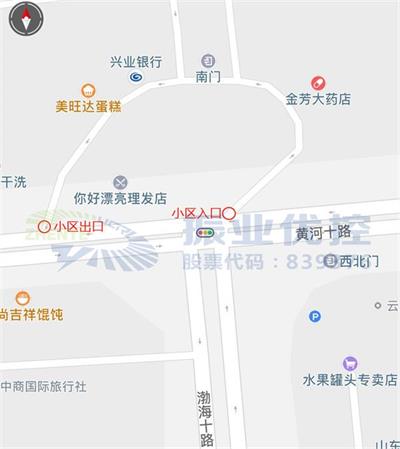 图1 黄河十路-渤海十路路口地理位置图