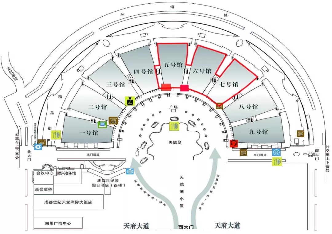 图6 会展中心场馆分布图