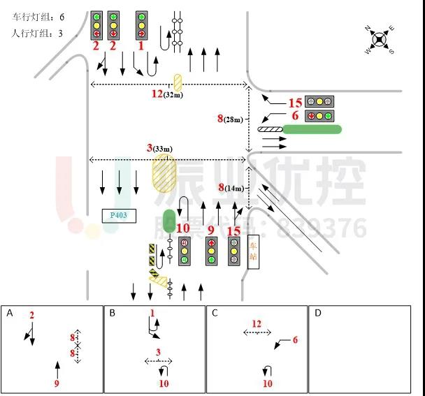 图3 105国道-香江动物园路口基础信息图(优化前)