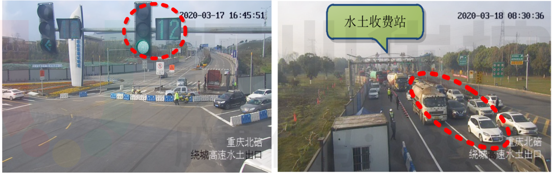图4 异型路口车辆回溢现象(优化前)