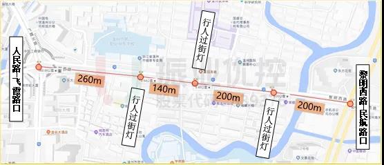 图2 黎明西路信号灯路段分布图