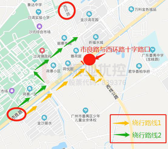 图7 市良路-西环路西进口封闭车流绕行设计