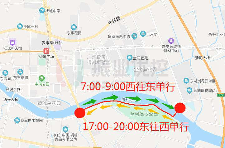 图8 南堤东路延长段潮汐流向图