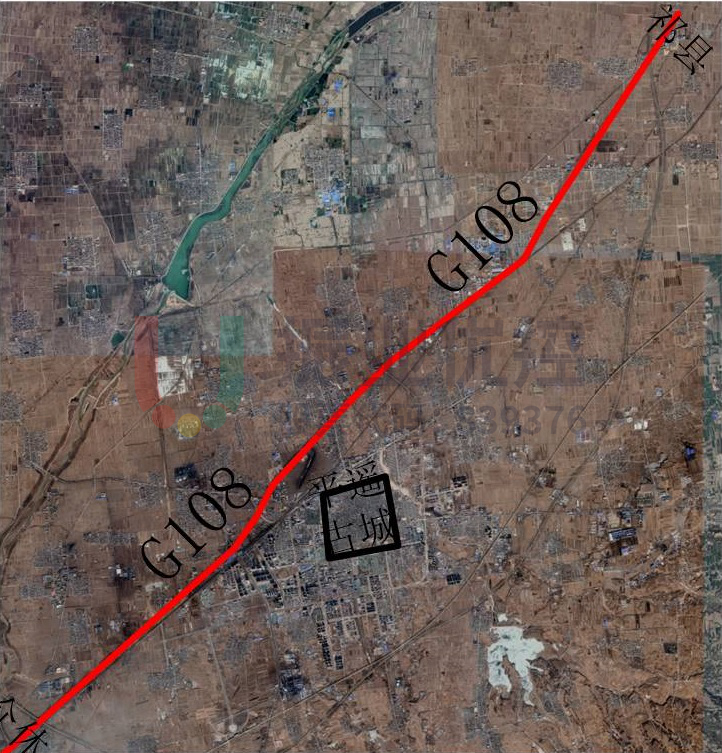图1 G108国道平遥境内路线