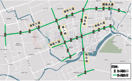 图1 联动协调区域路口路段示意图