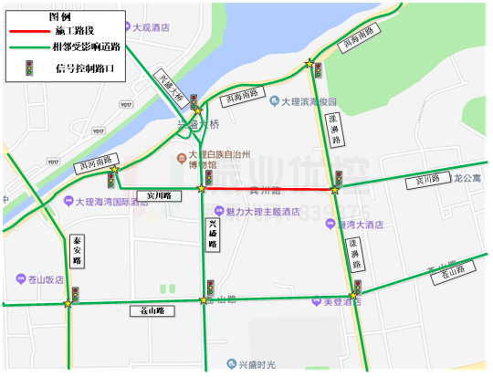 图1 宾川路(兴盛路-漾濞路)施工位置图