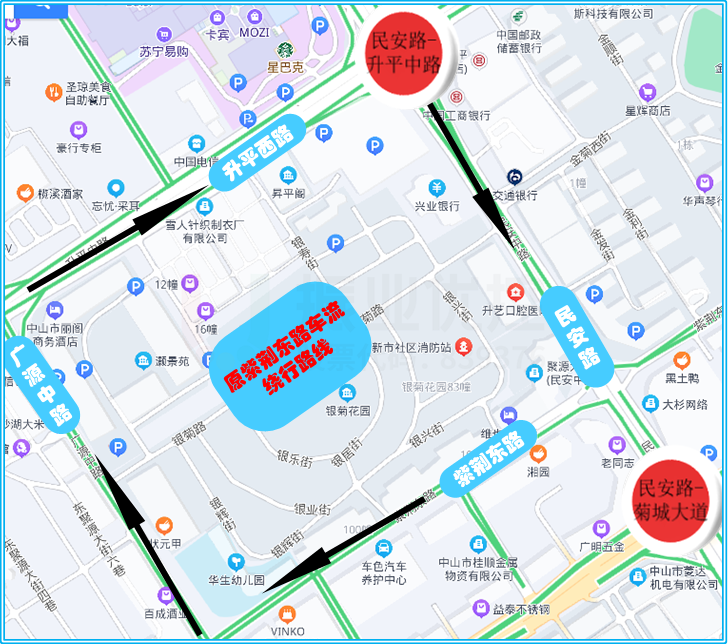 图16 原紫荆东路车流绕行路线
