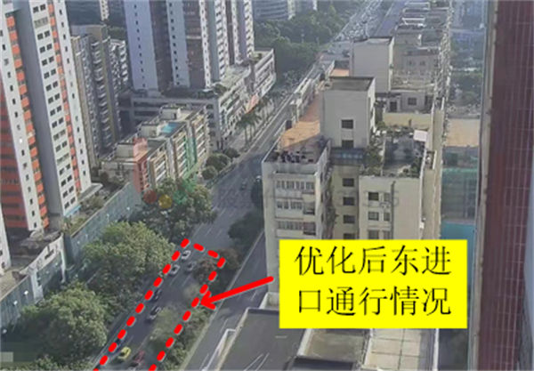 图8-2 早高峰金砂-天山路口东进口优化前后对比