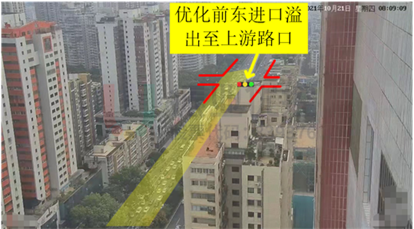 图3 金砂-天山路口东进口溢出(优化前)