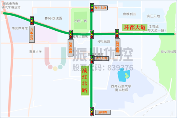 图 1 滨江北路、环都大道地理位置图