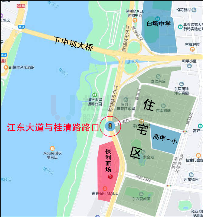 图1 江东大道-桂清路路口地理位置图